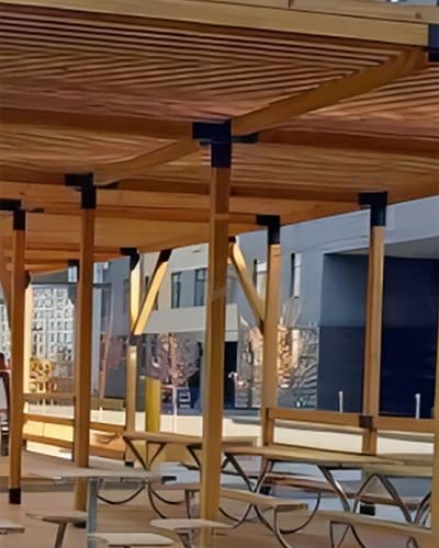 TROPTOLKY 4x4 Pergola Brackets Kit, 4-Way Powder-Coated Woodworks Corner Brackets, 2 Bracket Shoulders & 2 Wood Post Base, 4PCS Woodwork Pergola Kit TROPTOLKY