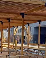 TROPTOLKY 4x4 Pergola Brackets Kit, 4-Way Powder-Coated Woodworks Corner Brackets, 2 Bracket Shoulders & 2 Wood Post Base, 4PCS Woodwork Pergola Kit TROPTOLKY