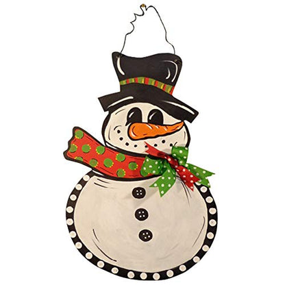 Snowman Cutout Unfinished Wood Christmas Winter Door Hanger MDF Shape Canvas Style 2