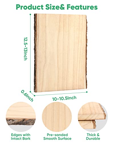 Wood Planks 13 Inch Wood Slices Rectangle Wood Plank with Bark for  Woodburning/Pyrography/Décor/Sign/Country Weddings