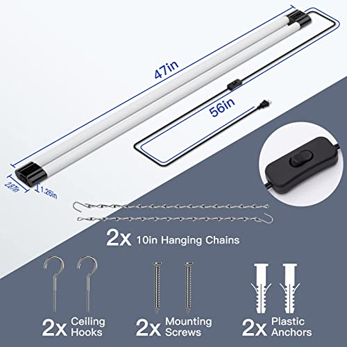 Bbounder 10 Pack Linkable LED Utility Shop Light, 4400 LM, 6500K Cool Daylight, 4 FT, 48 Inch Integrated Fixture for Garage, 40W Equivalent 250W, BBOUNDER