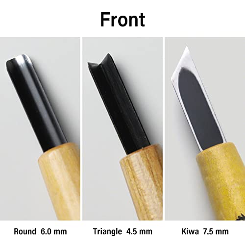 Wazakura 3PCS Bonsai Chisel Kit with Round Gouge, Single Bevel Skewed and V-Parting Tool, Hand Carving Tool Set for Jin Shari Making, Woodworking - WoodArtSupply