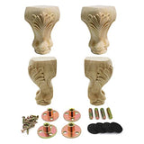 INKNOTE Solid Unfinished Wood Furniture Legs European Style Solid Wood Carving Furniture Replacement Feet for Sofa Cabinet Wardrobe Table Loveseat INKNOTE