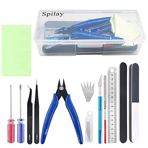 Spilay 16 Pcs Hobby Building Model DIY Tool Kit, Modeler Basic Miniature Handmade Craft Tools Set for Dollhouse Miniature Building Spilay