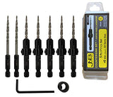 JNB Pro Wood Countersink Drill Bit Set JP0506, 5 Pc #6(9/64"), 2 Extra Bits 9/64 Tapered Drill Bit, 1 Adjustable Collar, 1 Wrench - 1/4" Quick Change - WoodArtSupply