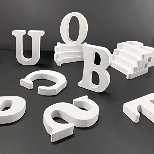 4 Inch White Unfinished Wooden Letters for Crafts, Wood Alphabet Letters for Wall Decor, Marquee Letters for Wedding Birthday Party (Letter M) HANWER