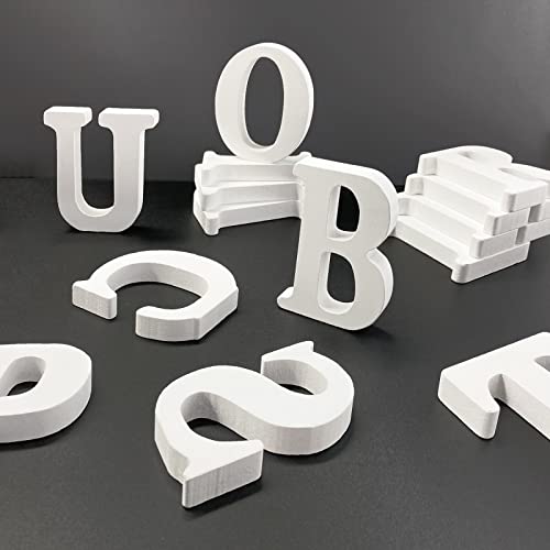 4 Inch White Unfinished Wooden Letters for Crafts, Wood Alphabet Letters for Wall Decor, Marquee Letters for Wedding Birthday Party (Letter M)