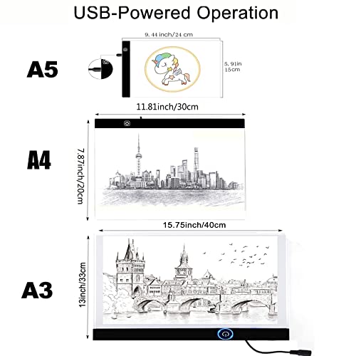 Portable Led A5 Painting Light Pad Tracing White LED Artcraft Light Box Bright Pad for Sketching, Diamond Painting (A5) - WoodArtSupply