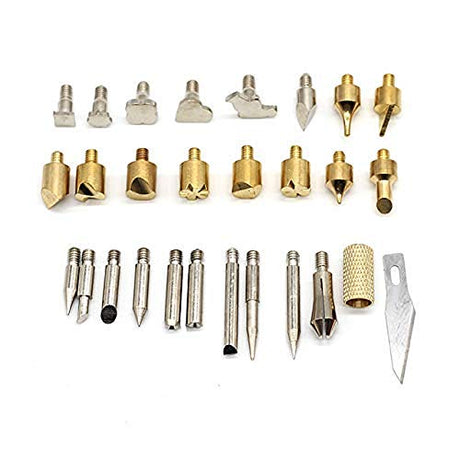 Chironal 28pc Wood Burning Pen Tips With Stencil Set Soldering Iron Working Carving Burner For Working Tools Chironal