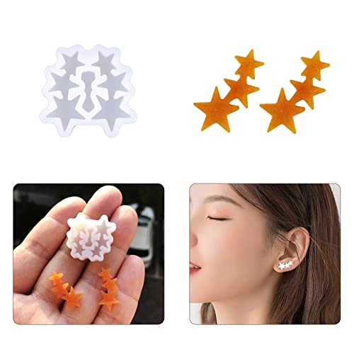 Silicone Earrings Mold Ear Stud Earring Resin Mold Star Epoxy Resin Casting Mold for DIY Crafts Earrings Jewelry Making clay earring molds christmas - WoodArtSupply