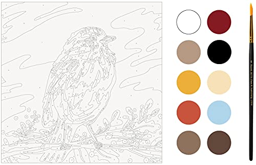 Plaid Fall Bird Modern Kit, 14" x 14" Paint by Numbers for Adults and Kids, Easy-to-Follow DIY Crafts, Art Supplies with A Textured Finish, 17914 Plaid