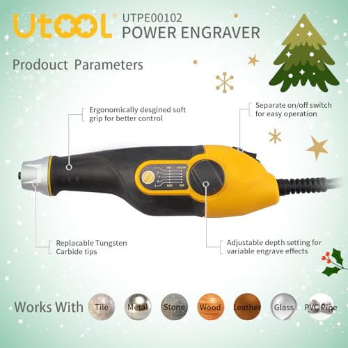 UTOOL Engraver Pen with Letter/Number Stencil 24W Handheld Etching