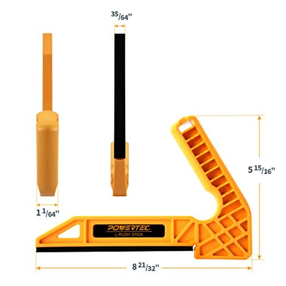 POWERTEC 71555 2-Pc Universal Featherboard and L-Shaped Table Saw Push Stick Woodworking Safety Kit
