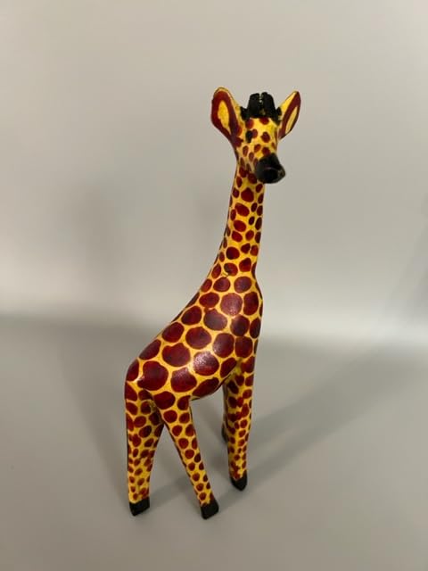 Shophaven 8" African Giraffe Wood Statue, Giraffe Wooden Art, Hand Carved Wood Decor, Giraffe Sculpture, Handmade African Art, Africa Wood Carvings,