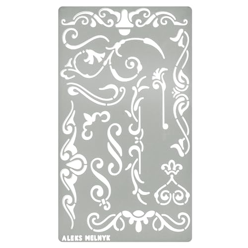 Aleks Melnyk No.4 Metal Journal Stencil, Wood Burning, Flowers and Vines, Ornament, Vintage, Stencil Patterns, Pyrography, Engraving, Template for Aleks Melnyk