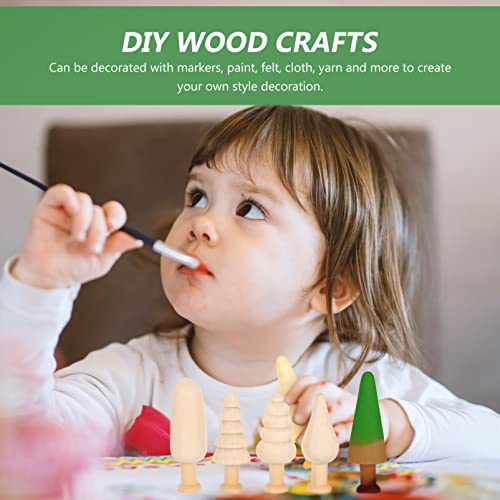 jojofuny Unfinished Wooden Trees 10pcs, Wooden Trees for Crafts Wood Blank Painting Tree Toy Aesthetic Tree Decoration 10pcs jojofuny