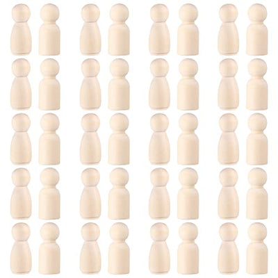 Toyvian Wooden Peg Dolls Unfinished, 1- 1/ 3 inch Wood Peg Dolls, Pack of 40 Wooden People Pegs for DIY Crafting Painting Handicrafts Wooden Peg