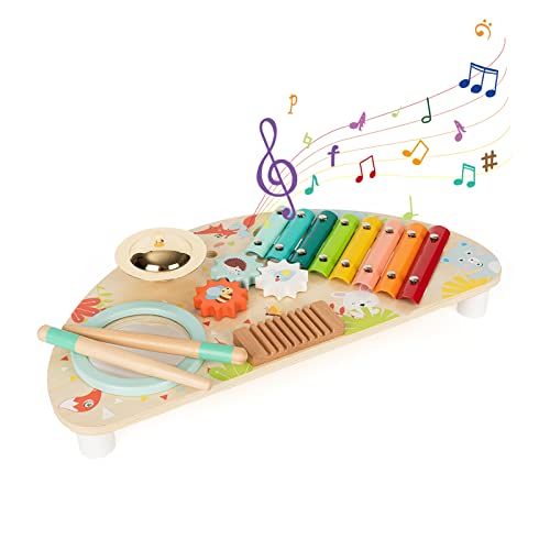 Baby Toys Musical Instruments, Rundad All-in-one Wooden Montessori Musical Set for 1&2Y (Includes Xylophone Drum Cymbal Guiro Gears), Gifts for 1+ - WoodArtSupply