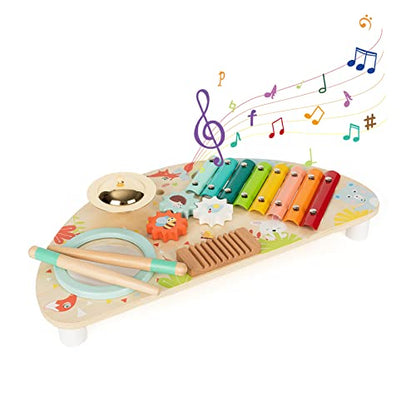 Baby Toys Musical Instruments, Rundad All-in-one Wooden Montessori Musical Set for 1&2Y (Includes Xylophone Drum Cymbal Guiro Gears), Gifts for 1+ - WoodArtSupply