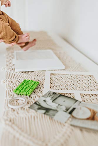 Farmhouse Baby Handprint & Footprint Picture Frame Kit - Rustic 9" x 11" Distressed Wood Photo Frame & Clay Keepsake for Newborns. Bonus Stencil for Baby Mushroom