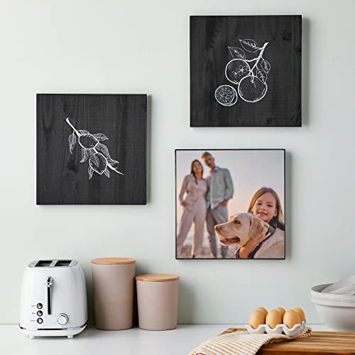 3-Pack Unfinished Wooden Panel Boards, 12x12-Inch Wood Plaque with Brass Sawtooth Picture Wall Hangers and Screws for Paintings, Custom Signs, Menu Bright Creations