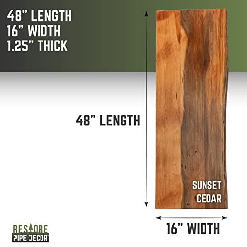 PIPE DECOR Restore Wood for Console Table Top or Bench 48 in. x 16 in. x 1.25 in. Reclaimed Ponderosa Pine Wood in Sunset Cedar Stain - WoodArtSupply