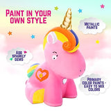 GirlZone Paint Your Own Unicorn Piggy Bank for Girls, Paint a Cute Unicorn with Cool Metallic Paints, Great Craft Kit for Kids and Fun Gift Idea GirlZone