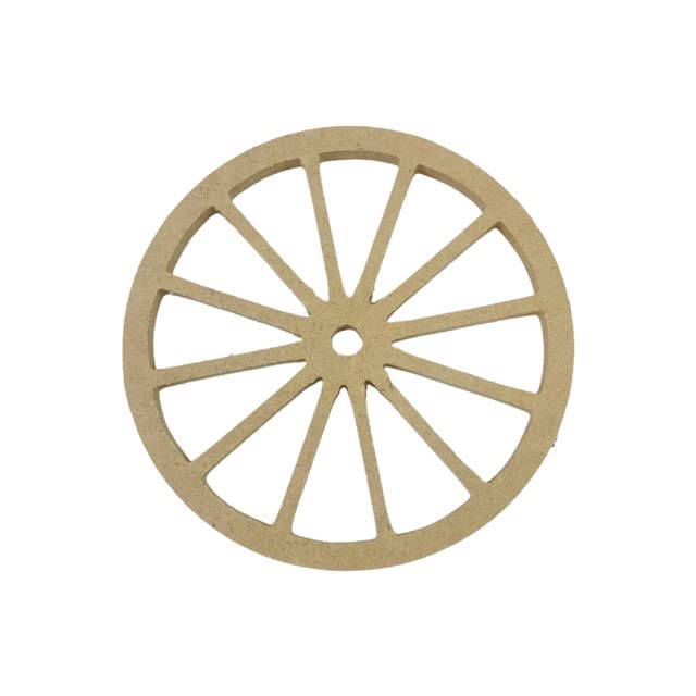 Wooden Wagon Wheel DIY Art & Craft Shape, Western Decor Craft Wagon Wheel, Unfinished Paintable MDF Cutout - WoodArtSupply