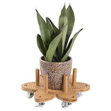 Vigordream Plant Caddy with Wheels 14" Heavy Duty Plant Rollers for Flower Pot, Bamboo Planter Dolly Holder Lockable Casters for Indoor Outdoor Vigordream