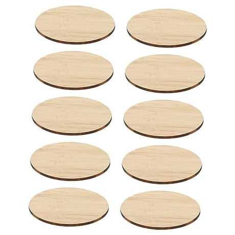 Tofficu 10pcs Round Bamboo Practical Unfinished Circle Bamboo Slices Durable Unfinished Circle Unfinished Bamboo Chips Unfinished Round Chips Tofficu