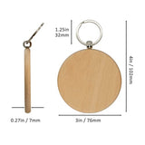 3 Inch Big Round Wood Engraving Blanks Wood Blanks Blank Wooden Key Tag with Keychain (5 PCS) TFoRibbon