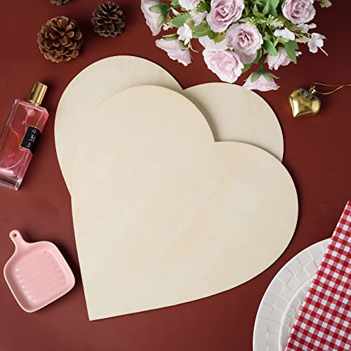 12 Pieces Large Wooden Heart Cutouts, 12 Inch Unfinished Wood Hearts Blank Slice Heart Discs Heart-Shaped Wood Cutouts DIY Love Slices for MixTeach