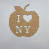 9" Love New York Apple, Unfinished MDF Art Shape by Wooden Craft Cutouts Wooden Craft Cutouts