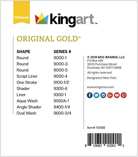 KINGART Original Gold Series Premium Golden Taklon, Multimedia Artist Brushes, Gift Box, Set of 10 PCS KINGART