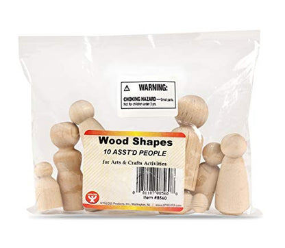 Hygloss Products Wood Peg Dolls – Craft Paintable Birchwood Doll People – Assorted Family, 10 Pieces (8560)