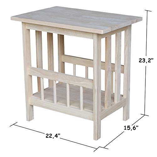 International Concepts Mission Magazine End Table, Unfinished - WoodArtSupply