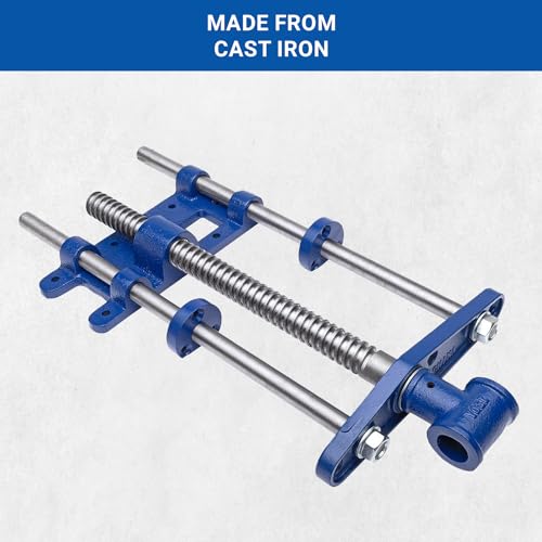 Yost Vises F10WW Woodworker's Vise | Front Vise | 10 Inch Woodworking Tool | Cast Iron Body Construction with a Solid Steel Main Screw | Blue - WoodArtSupply