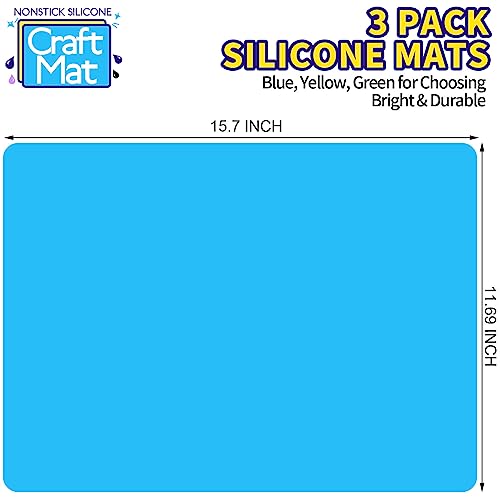 LEOBRO Silicone Mat, 3 PCS Silicone Mats for Crafts, Playdough Mat, Silicone Craft Mat for Resin Molds, Clay Mat, Nonstick Silicone Sheet Mat for LEOBRO