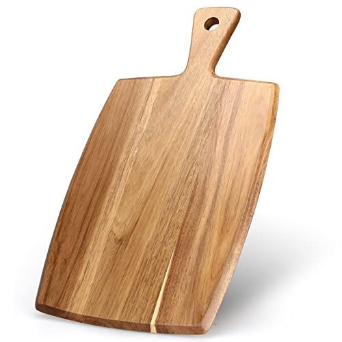 Best Acacia Wood Cutting Board with Handle Wooden Charcuterie Board Kitchen Chopping Boards for Bread Meat Cutting boards Fruit Cheese Serving Board - WoodArtSupply