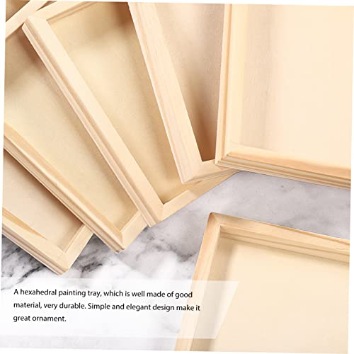 PRETYZOOM 6pcs Unfinished Wood Serving Tray Wood Trays for Crafts Square Serving Tray Puzzle Dishes for Wood Canvas Boards for Hexahedron Painting PRETYZOOM