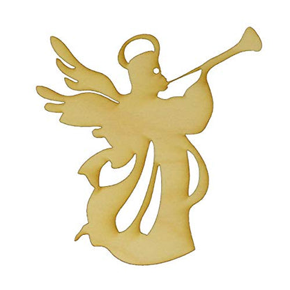 Unfinished Angel #2 Wood Cut Out Available in a Variety of Sizes and Thicknesses (1/4” Thickness, Small 4" x 4.25" (Package of 10)) - WoodArtSupply