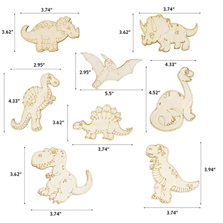 48 Pack Wood Dinosaur Cutouts Unfinished Wooden Dinosaur Hanging Ornaments DIY Dinosaur Animal Craft Gift Tags for Home Party Decoration Craft Xonzmmk