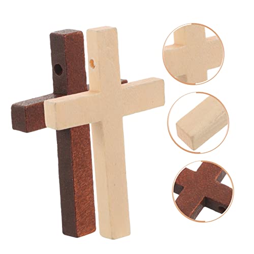 STOBOK 20pcs Cross Diy Pendant Jewelry Cross Charm Jesus Cross Figurine Wood Cross Embellishment Unfinished Wood Cross Unfinished Wood Charms STOBOK