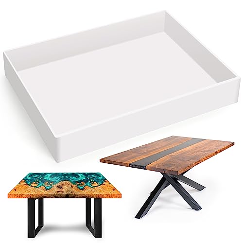Sntieecr Large Rectangle Resin Table Molds, 16 x 12 x 2.4 Inch Charcuterie Board Resin Mold, Epoxy Table Mold for Tray Board, River Coffee Table, DIY