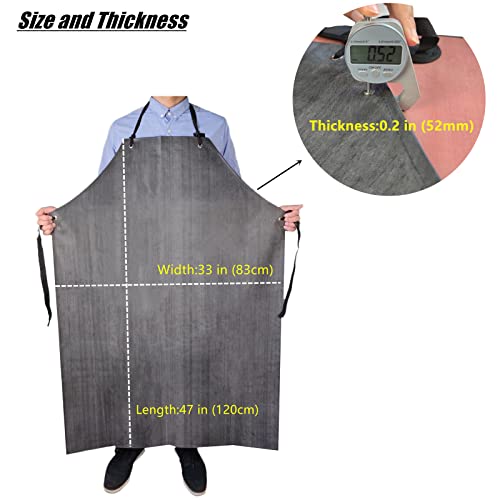 Rubber Apron Waterproof with Thick Rubber Gloves for Men and Women, Heavy Duty Butcher Apron with Adjustable Neck Pad, Chemical Aprons, Long TonLing