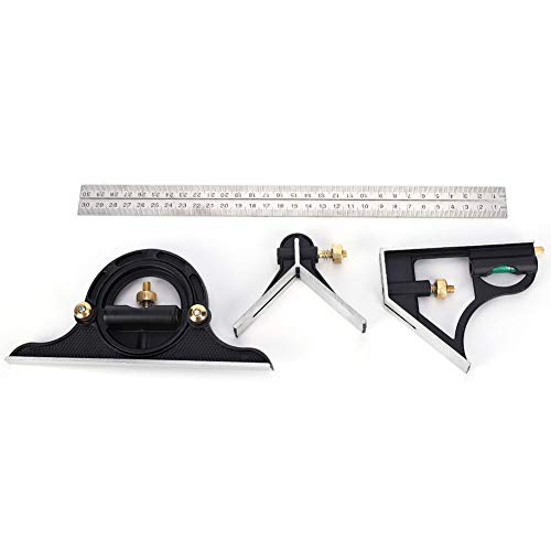 Stainless Steel T Square Ruler, Combination Square Set with Protractor, Stainless Steel Angle Ruler 0-180° Combination Tri Square 0.01 Protractor - WoodArtSupply