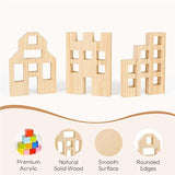 Woodtoe Wooden Building Blocks Set for Kids, 36 PCS Rainbow Acrylic Gem Cubes Blocks - 3 Wood House, Montessori Stacking Toy for Toddlers, Woodtoe