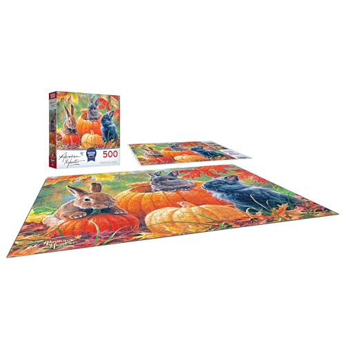 Cra-Z-Art - RoseArt - Abraham Hunter - Pumpkin Patch Bunnies - 500 Piece Jigsaw Puzzle - WoodArtSupply