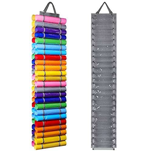 AROUY Vinyl Storage Organizer - Vinyl Roll Holder Wall Mount/Over The Door, Craft Vinyl Storage Rack, Hanging Organizer Storage with 48 Roll AROUY