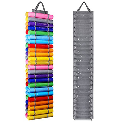 AROUY Vinyl Storage Organizer - Vinyl Roll Holder Wall Mount/Over The Door, Craft Vinyl Storage Rack, Hanging Organizer Storage with 48 Roll